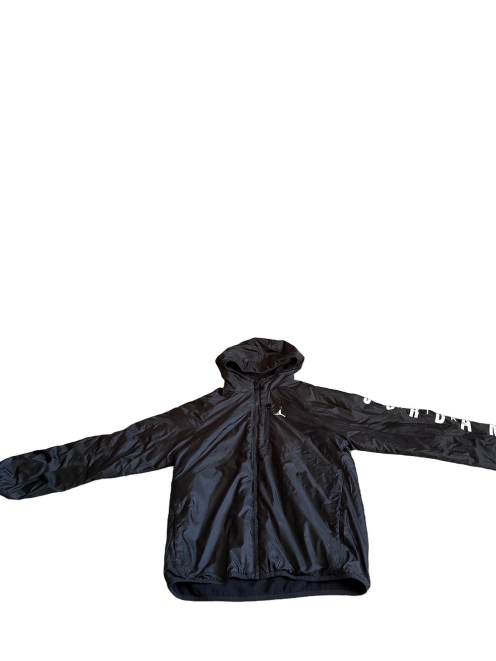 Air Jordan Black Hooded Windbreaker with Sleeve Branding Size Large
